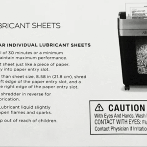 Ativa™ Shredder Lubricant Sheets, Pack Of 100 Sheets